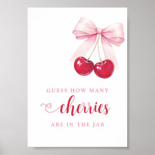 Affiche de jeu pour Baby Shower Cerise à Ruban Ros