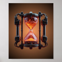 Affiche de jeu vidéo néonée à hourglass Mecha Cybe