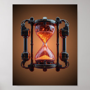 Affiche de jeu vidéo néonée à hourglass Mecha Cybe