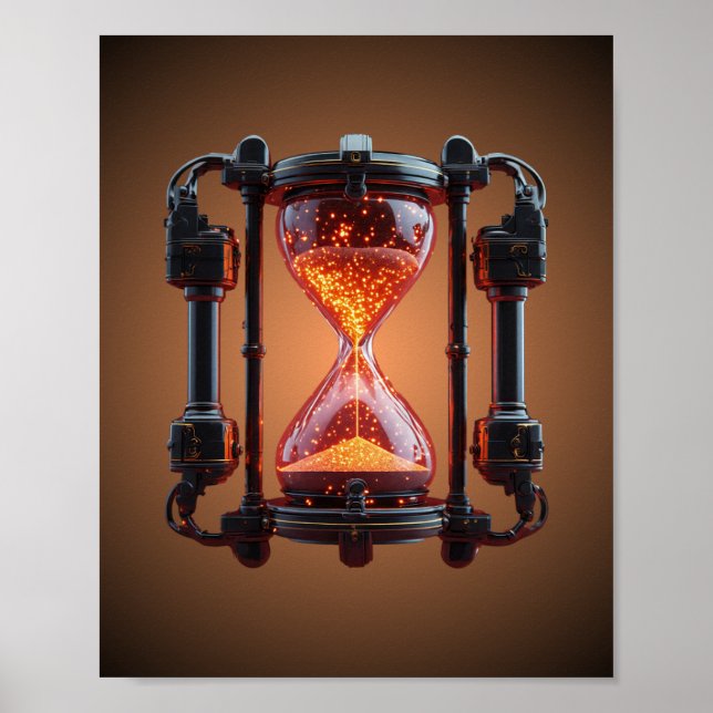 Affiche de jeu vidéo néonée à hourglass Mecha Cybe (Devant)