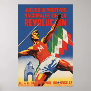 Affiche de jeux de la révolution mexicaine Vintage