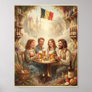 Affiche de joie et d'amitié de taverne belge