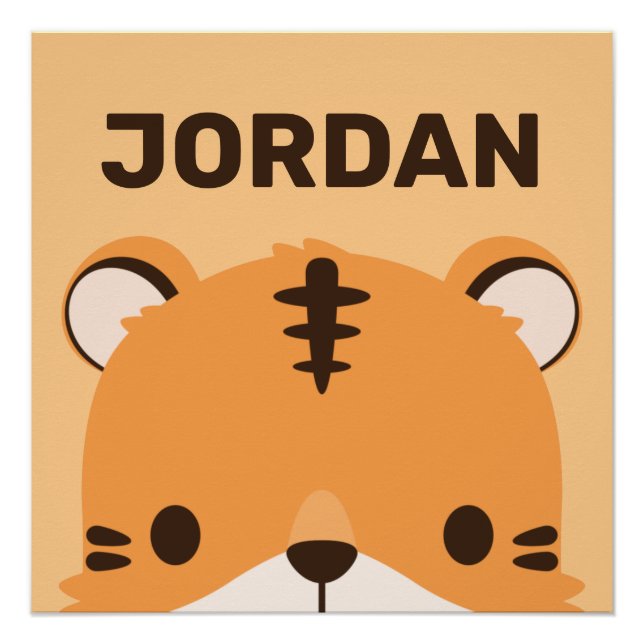 Affiche de joli tigre avec nom personnalisé (Devant)