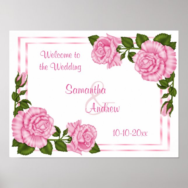 Affiche De jolis bouquets de coin roses pour le mariage (Devant)