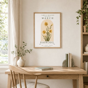 Affiche de jonquille fleur de naissance de mars