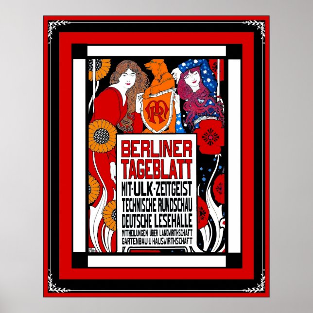 Affiche de journal vintage Berliner Tageblatt 1899 (Devant)