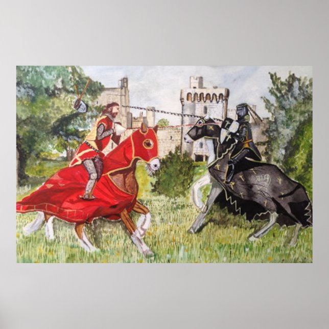 Affiche de joute médiévale contre un château (Devant)