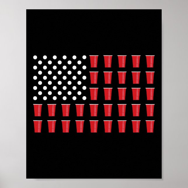 Affiche De Juillet Beer Pong American Flag College Party (Devant)