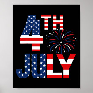 Affiche De Juillet États-Unis Drapeau Parti Patriotique Am