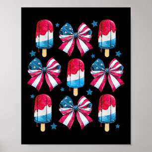 Affiche De Juillet Mignon Popsicle Bows Patriotique Femmes