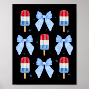 Affiche De Juillet Mignonne Popsicle Bows Patriotique Femm