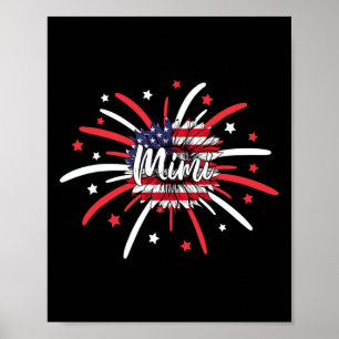 Affiche De Juillet Mimi Tournesol Drapeau Américain Feu d'