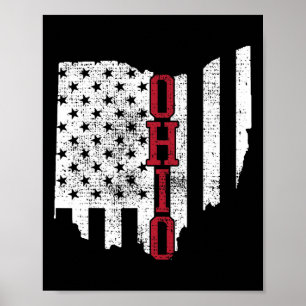 Affiche De Juillet Ohio États-Unis Drapeau États-Unis Vint