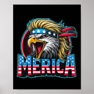 Affiche De Juillet Patriotic Funny Eagle Juillet 4 Usa Mer