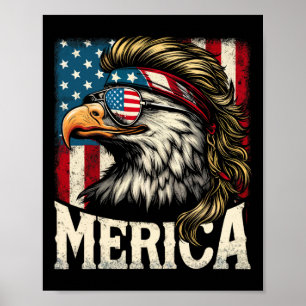 Affiche De Juillet Patriotic Funny Eagle Juillet 4 Usa Mer