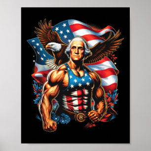 Affiche De Juillet Patriotique Funny George Washington Jui