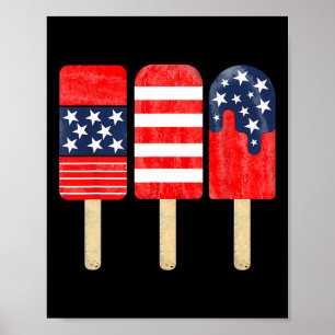 Affiche De Juillet Popsicle Rouge Blanc Bleu Américain Dra