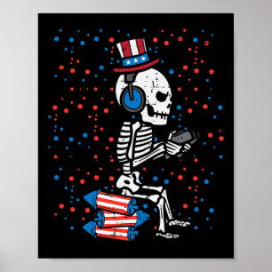 Affiche De Juillet Squelette Joueur Drôle Amérique Garçons
