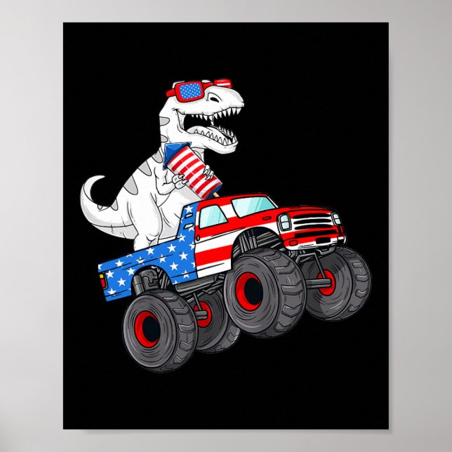 Affiche De Juillet T Rex Dino Trex Dinosaur Monster Truck  (Devant)
