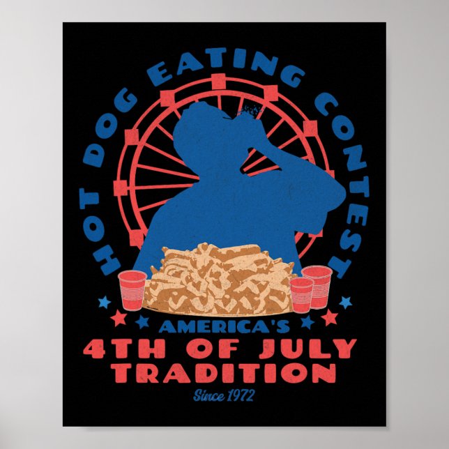 Affiche De Juillet Tradition Hot Dog Manger Concours Funny (Devant)