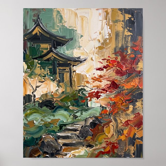 Affiche de Kyoto Luxe Peinture à l'Huile Abstraite (Devant)