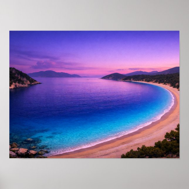 Affiche de la baie océanique au coucher de soleil  (Devant)