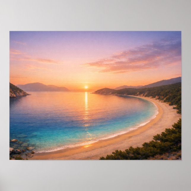 Affiche de la baie océanique au coucher de soleil  (Devant)