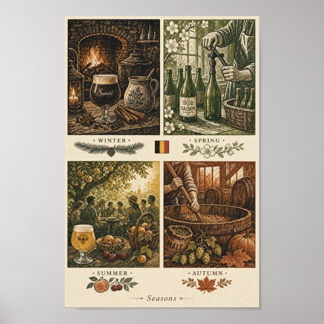 Affiche de la bière belge à travers les saisons (Devant)