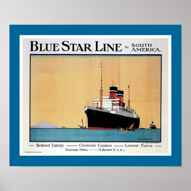 Affiche de la Blue Star Line (Devant)