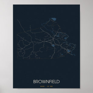 Affiche de la carte de la rue principale de Brownf