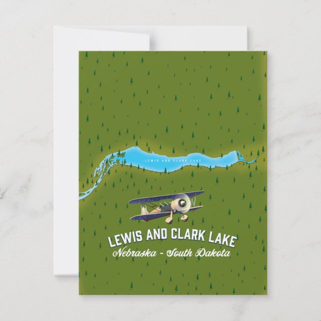 affiche de la carte de lewis et clark Lake. (Devant)