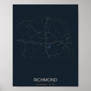 Affiche de la carte de rue de Richmond New Hampshi