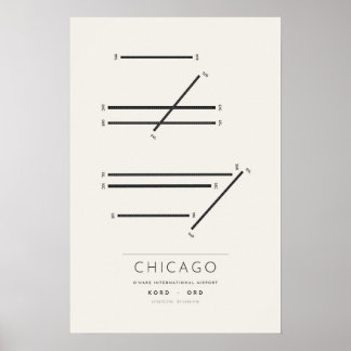 Affiche de la carte des pistes de Chicago O'Hare O