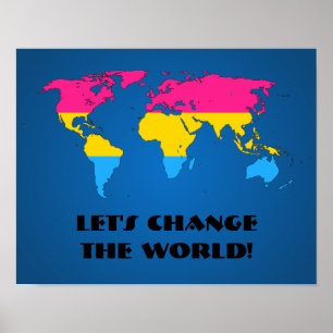 Affiche de la carte du monde de la fierté pansexue