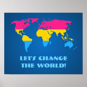 Affiche de la carte du monde de la fierté pansexue