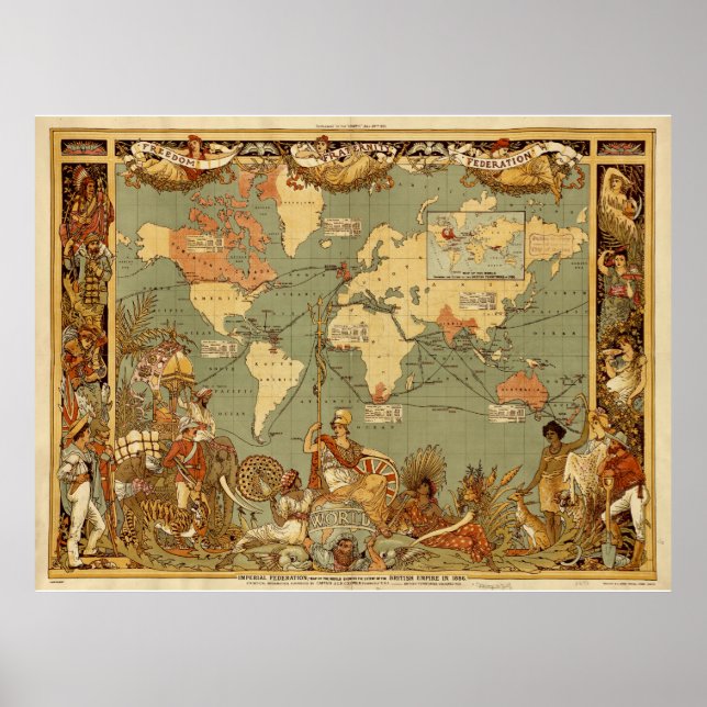 Affiche de la carte du monde de l'Empire britanniq (Devant)