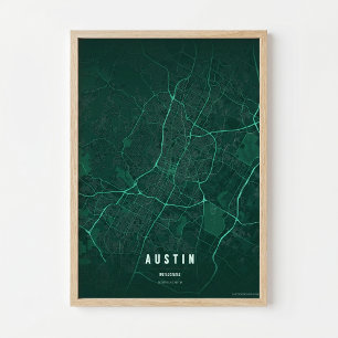 Affiche de la carte émeraude d'Austin Impression C