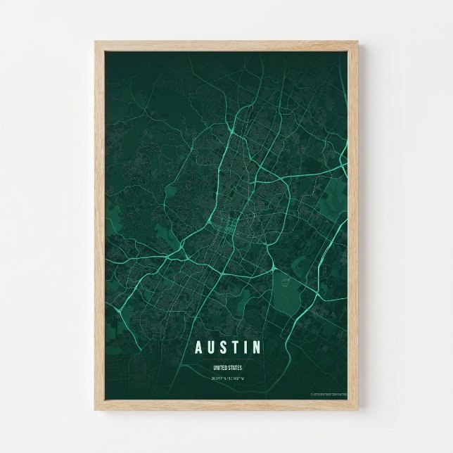 Affiche de la carte émeraude d'Austin Impression C (Créateur téléchargé)