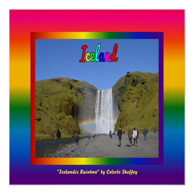 Affiche de la cascade arc-en-ciel d'Islande (Devant)