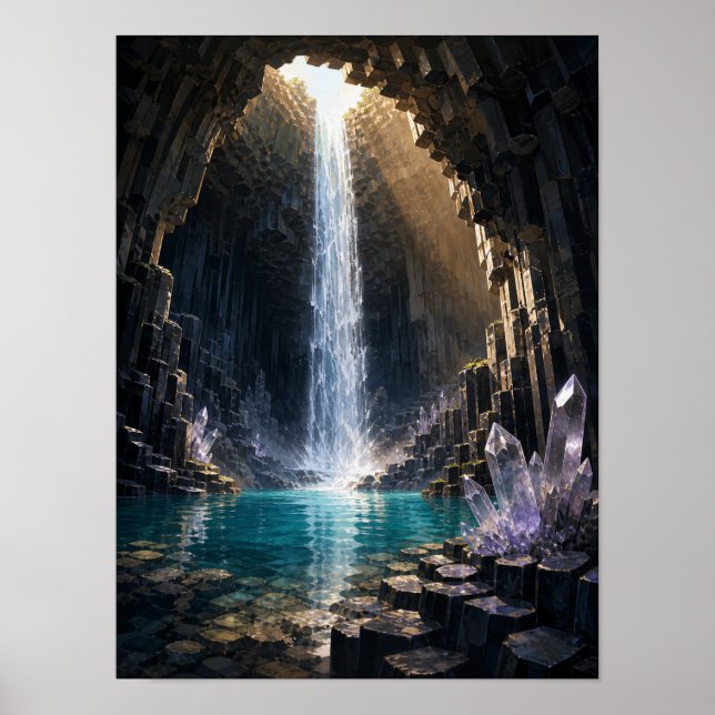 Affiche de la cascade de la grotte de cristal de b (Devant)