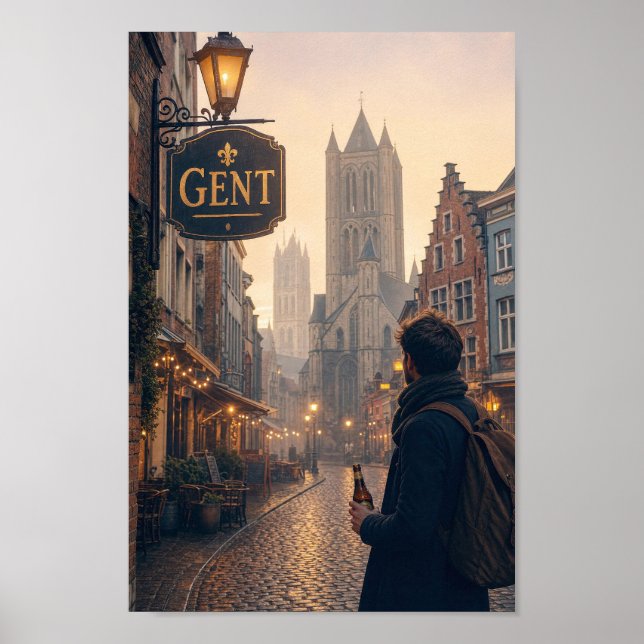 Affiche de la cathédrale de Gand dorée (Devant)