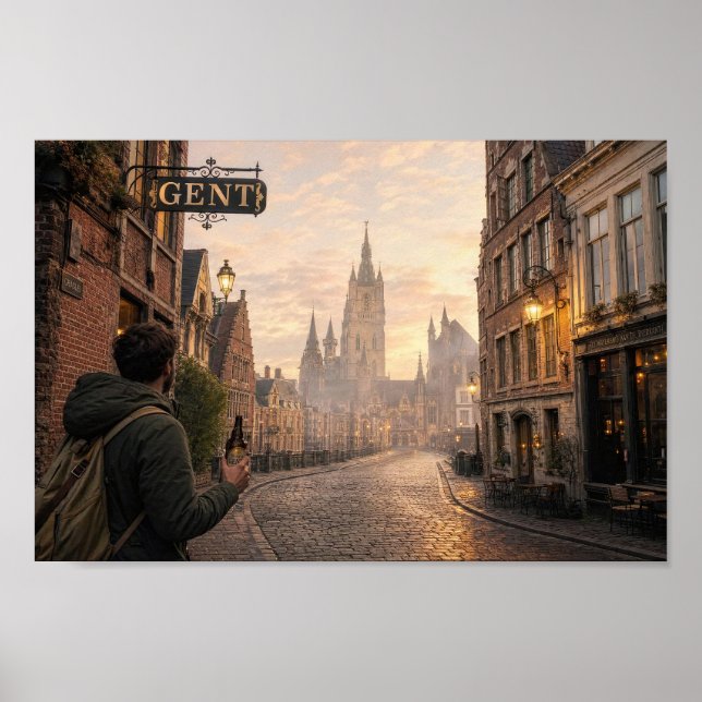 Affiche de la cathédrale dorée de Gand Wanderlust (Devant)