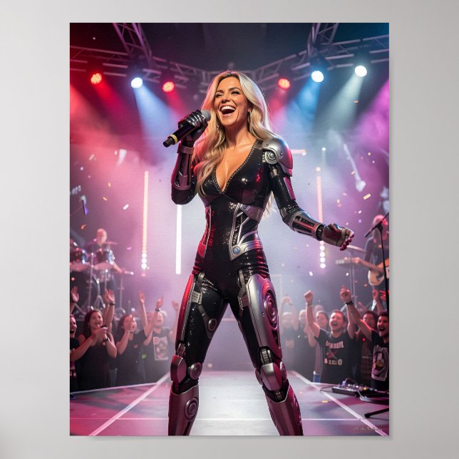 Affiche de la chanteuse de scène futuriste radieus (Devant)