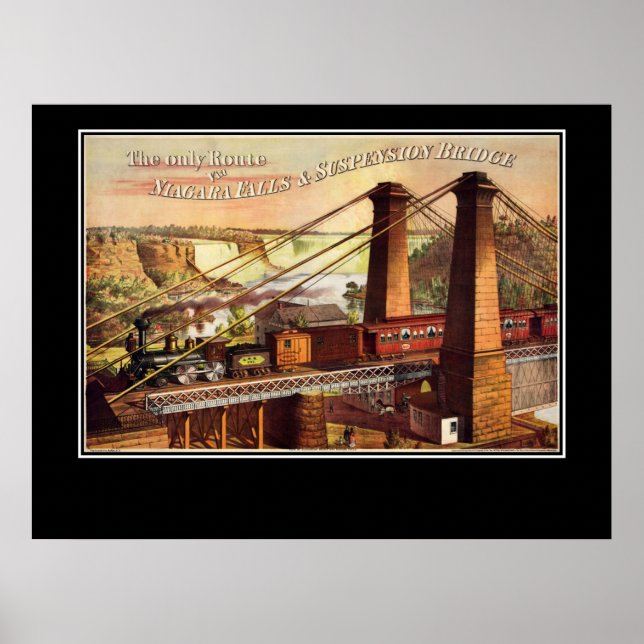 Affiche de la chute du Niagara et du pont suspendu (Devant)