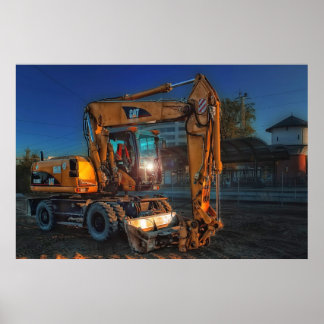 affiche de la construction du bulldozer de camion-