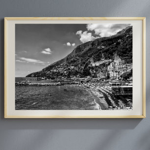 Affiche de la Côte d'Amalfi noire et photographie