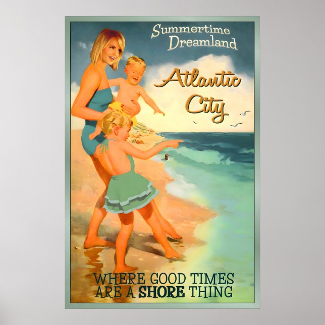 Affiche de la côte du Jersey d'Atlantic City Nouve (Devant)