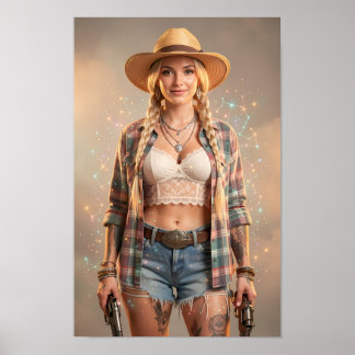 Affiche de la Cowgirl Céleste de la Merveille Rust