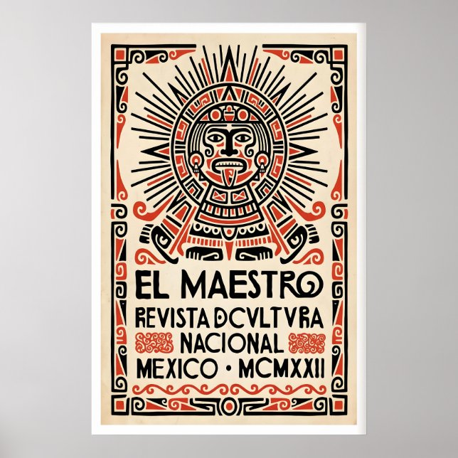 Affiche de la culture mexicaine - Visage aztèque s (Devant)