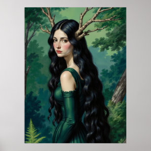 Affiche de la déesse de la forêt Dark Cottagecore